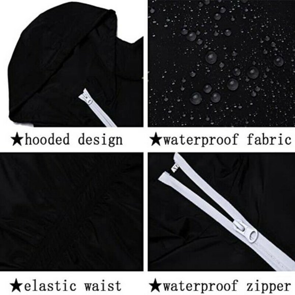 Women's Waterproof Jacket Ladies Hooded Outdoor Long Sleeve Raincoat Black S-XXL - Picture 3 of 6